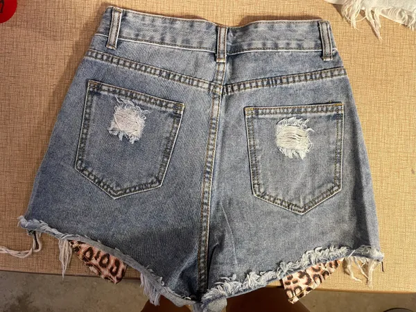 ZARA Cheetah Jean Shorts - Image 2