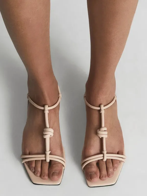 Reiss Bacton nude strappy flat leather sandals - Image 6