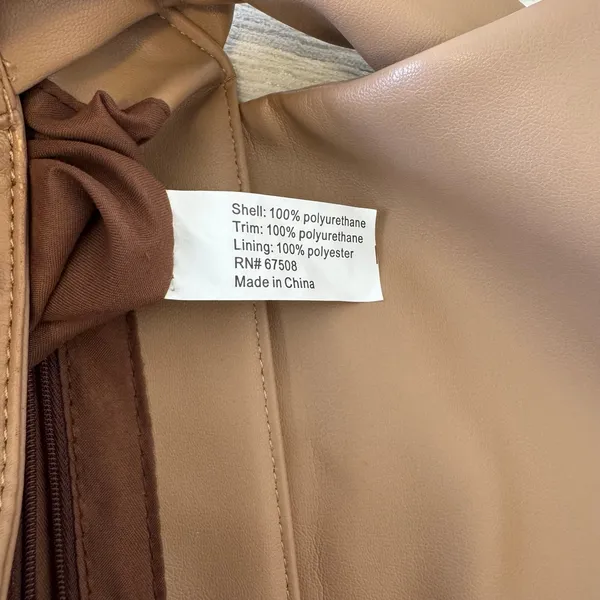 Taupe Brown Faux Leather Slouchy Shoulder Bag Oversized Hobo Purse - Image 6
