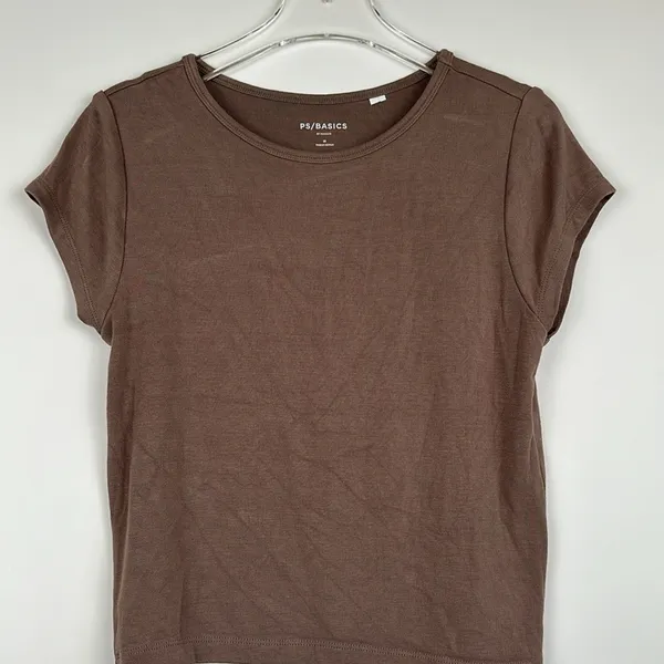 PS Basics by Pacsun Nicole Baby Short Sleeve Crew Neck Brown T-Shirt Medium Y2K - Image 5