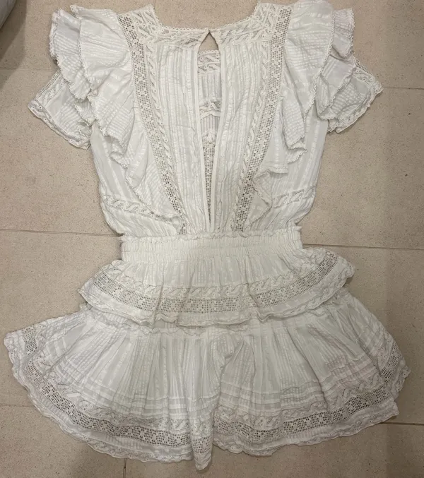 Love Shack Fancy Mini Dress Ruffle White - Image 3