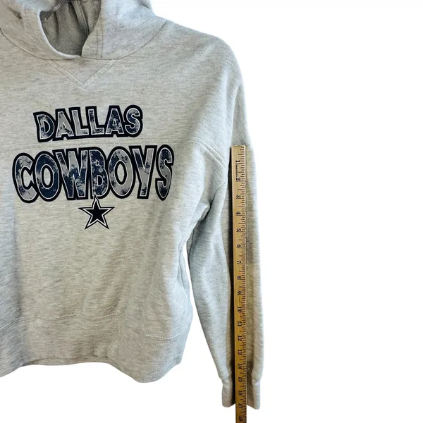 NFL Dallas Cowboys Cropped Hoodie‎ Womens Sleepwear Pullover Sweatshirt Gray S - Image 6