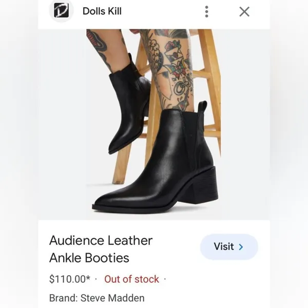 STEVE MADDEN Audience Chelsea Leather Ankle Boots Booties - Size 9.5 - Image 3