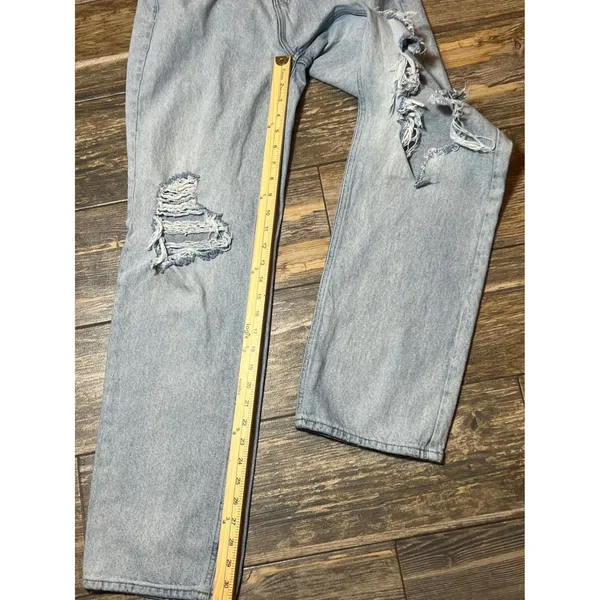 PacSun 90s Boyfriend Jeans Light Wash Distressed Denim Size 27 Ripped Grunge Y2K - Image 9