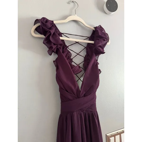 NWT Lulus Soiree Celebration Purple Ruffled Lace-Up Maxi Dress Size XS - Image 7