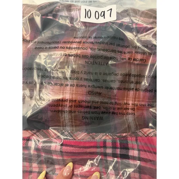 Anthropologie Pilcro Mixed Patchwork Flannel Buttondown Shirt Pink S Oversized - Image 10