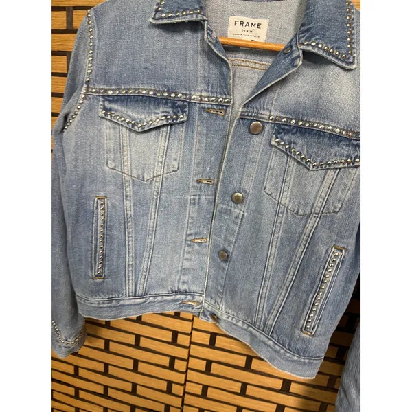 Frame‎ Studded Denim Jacket Size Small - Image 3