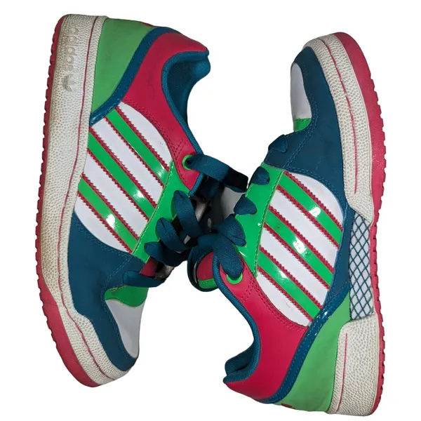 Adidas Forum Low Sneakers Women Size 7 Teal Pink Green‎ White Athletic Shoes - Image 11