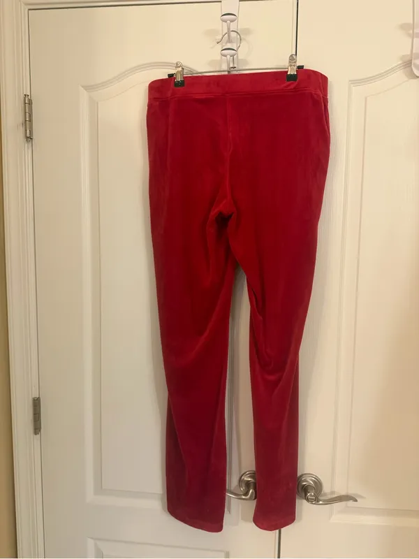Juicy Couture Deep Red Velour sweatpants with side signature logo - Image 5