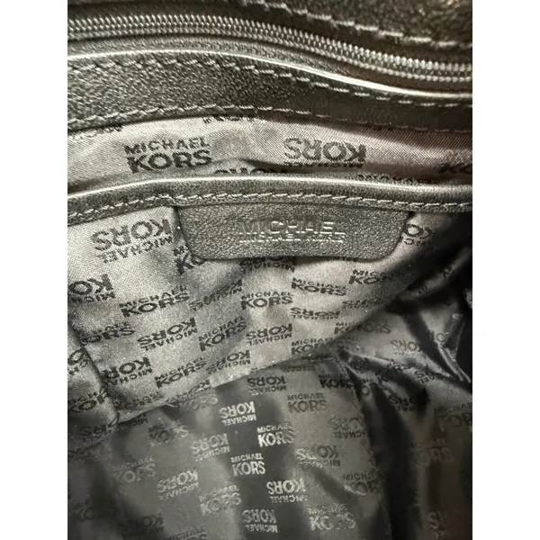 Michael Kors‎ Black Pebbled Leather Hobo Bag Large Gold Hardware Drawstring Y2K - Image 13