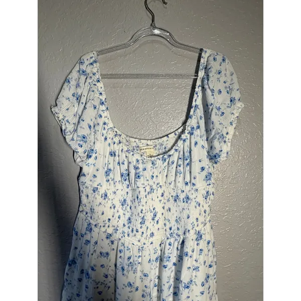 Aeropostale Babydoll Midi Dress Smocked Floral Milkmaid Fairy Garden Whimsy XL - Image 3