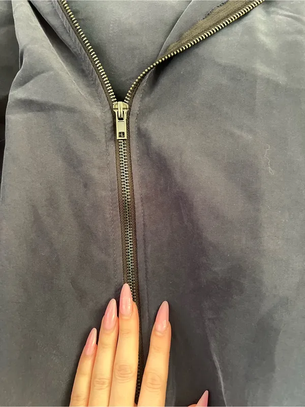 Color Thread Casual Hooded Bomber Jacket in Navy - Image 4