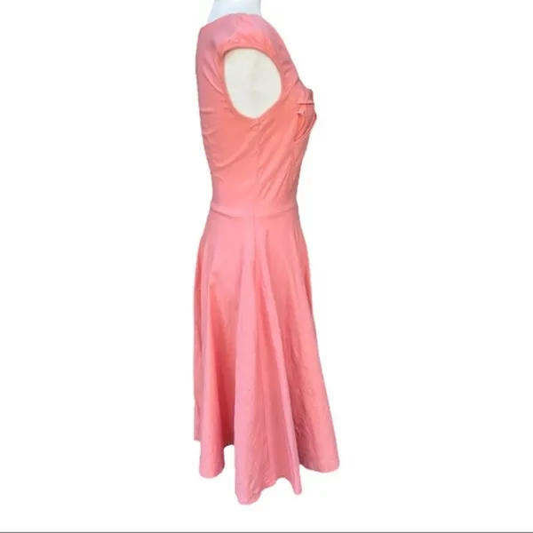 MUXXN Peach 50s Style Swing Fit Flare Cap Sleeve Dress Rockabilly Sz Small‎ - Image 5