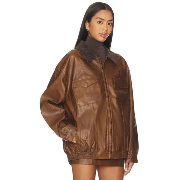 Show Me Your Mumu Maverick Bomber Jacket in Chestnut Brown XSmall New Womens - Image 4