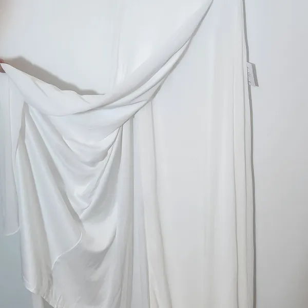 Lulus White Chiffon Wedding Dress with Faux Wrap Style NWT Size Medium - Image 7