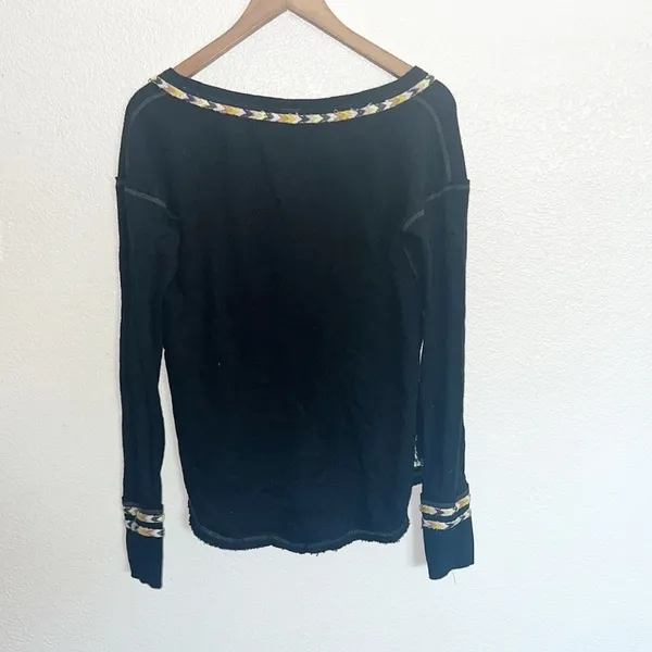 Free People We The Free Classic Rainbow Knit Thermal Cotton Henley Long Sleeve - Image 5