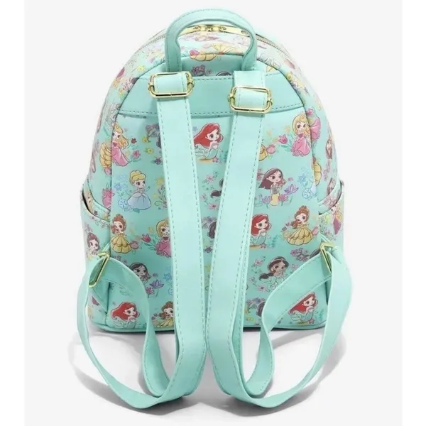 Loungefly Disney Princess Teal‎ / Mint Chibi Mini Backpack - New - Image 3