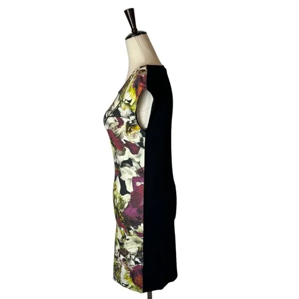 Ted‎ Baker Jersey Knit Abstract Floral Dress Women Small Crew Neck Sheath Artsy - Image 5