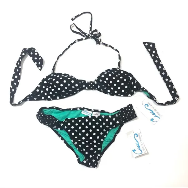 California Waves Polka-Dot Bikini swimsuit Small - Image 2