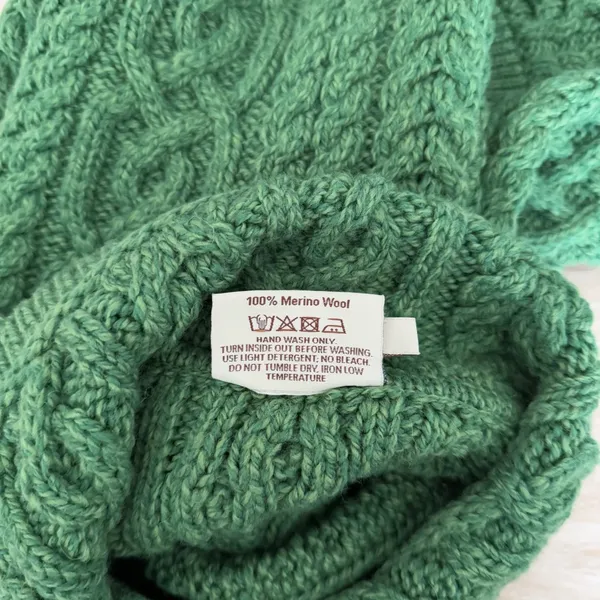 Saol XS Aran Irish Cardigan Cable Knit Merino Wool Green St. Patrick’s Day - Image 6