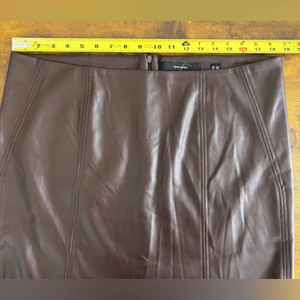 NWT Vero Moda Women's XL Faux-Leather High-Rise Mini Skirt Coffee Bean Brown - Image 5