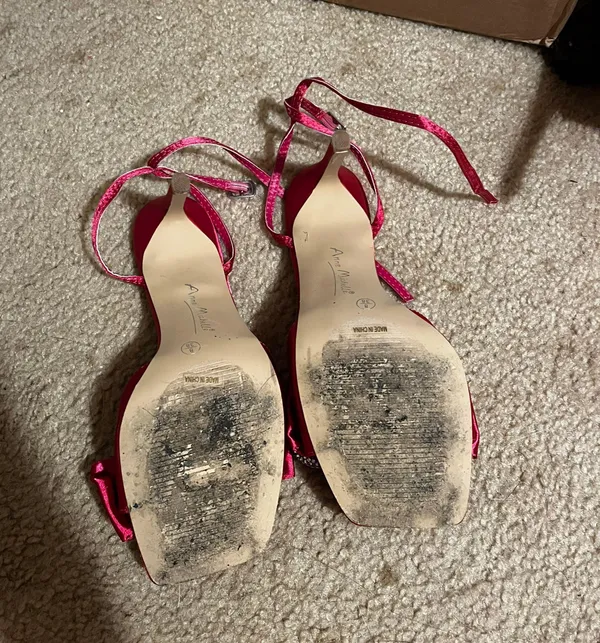 Pink Satin Heels Size 8 - Image 2