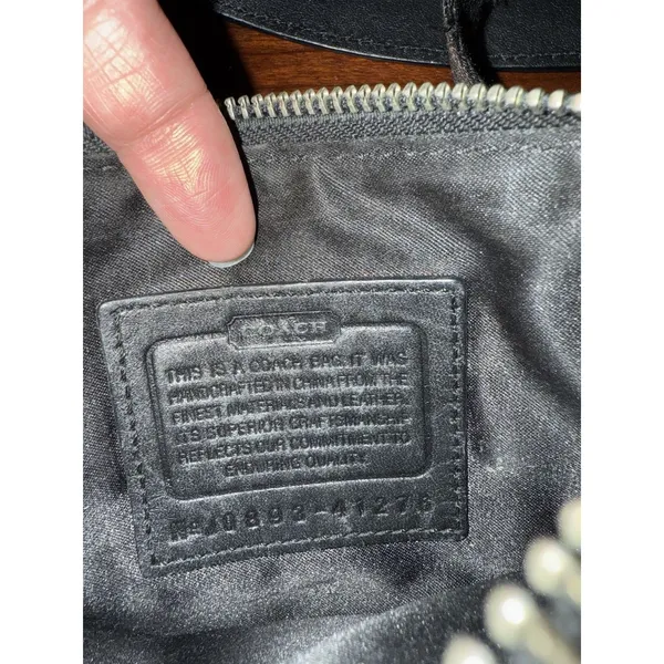 Coach Handbag Black‎ Leather Adjustable Shoulder Strap Authentic - Image 3