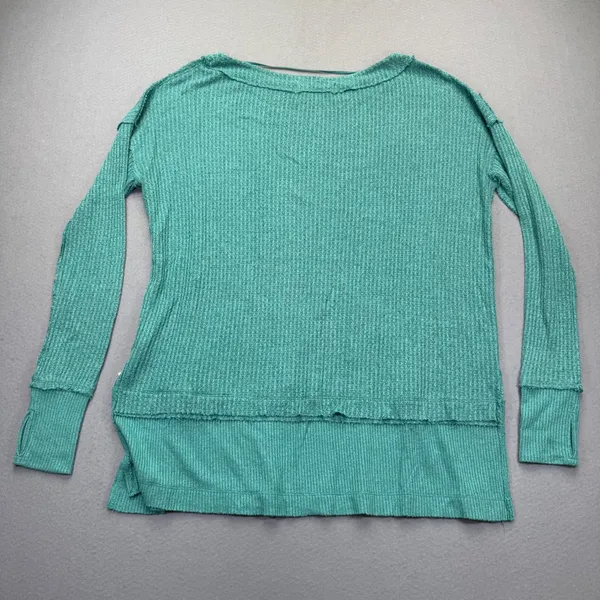 We The‎ Free Free People Teal Green Waffle Knit Thumbhole Tunic Top Small - Image 10