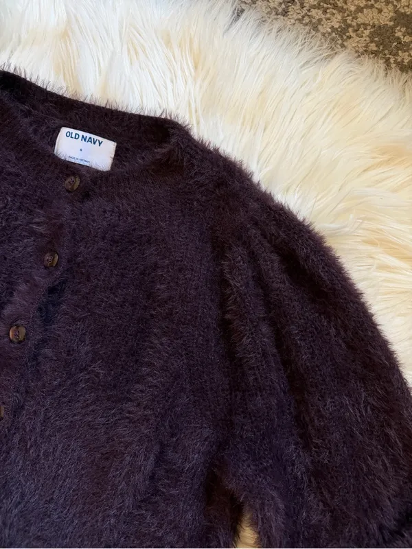 Old Navy eyelash crop cardigan sweater Purple - Image 5