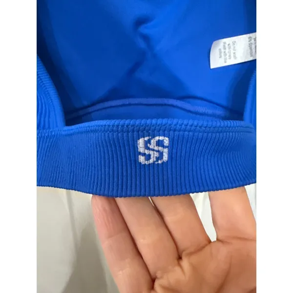 Royal Blue Cropped Long Sleeve Ribbed Workout Top, Small - Image 4