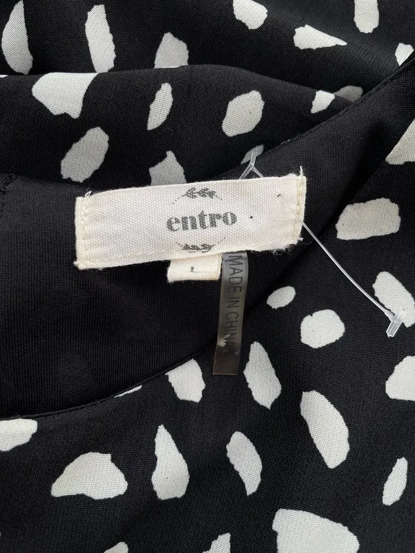Entro Black White Abstract Print Babydoll Dress Size Small - Image 2