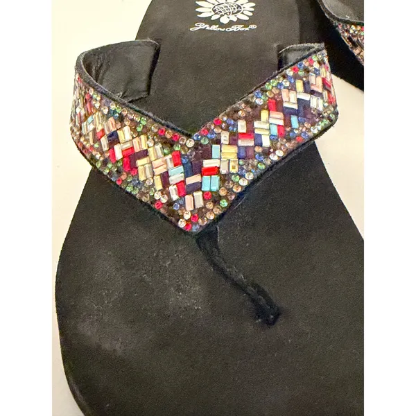 Yellow Box Skyllah Wedge Sandals Sz 7.5 Multi Rhinestone Platform Flip Flop - Image 2
