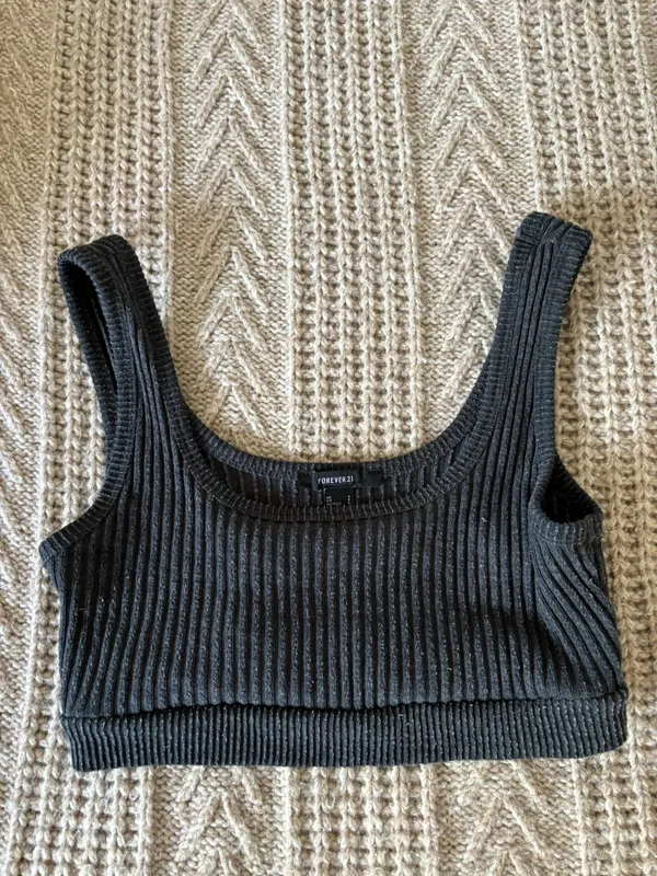Grey Textured Crop Tank - Image 3