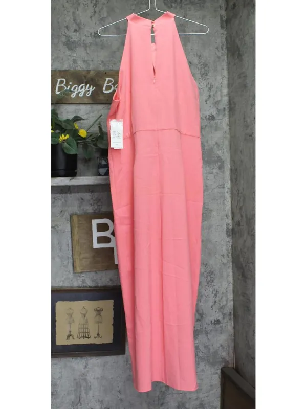 Julia Jordan Womens Knot-Neck Midi Halter Dress JJ38691 Melon Pink 14 - Image 2