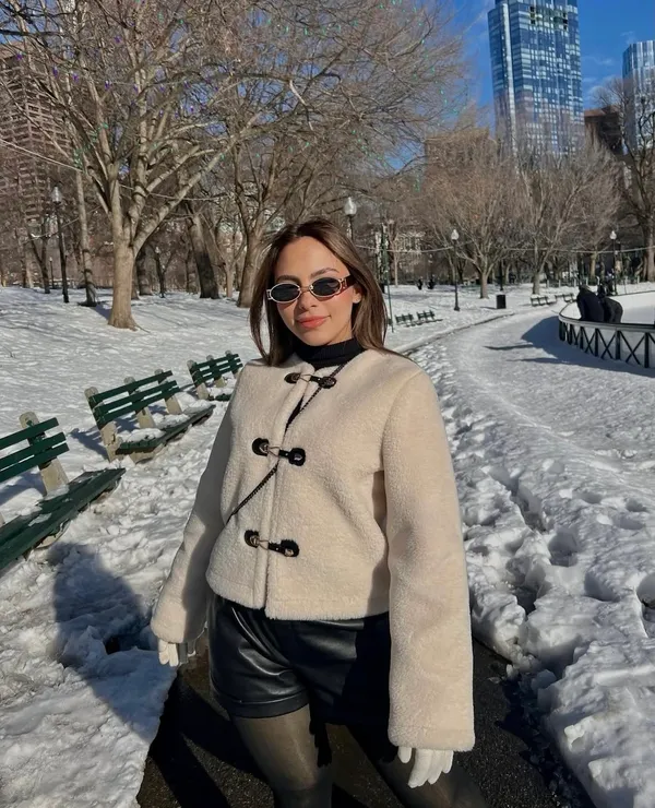 Zara Jacket coat teddy fur ivory cream cropped toggle - Image 13