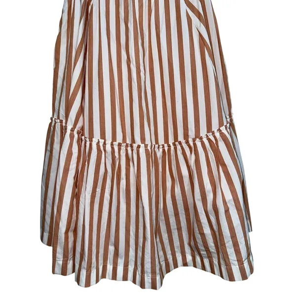 Abercrombie & Fitch White Tan Striped Tiered Sleeveless Mini Dress Womens Size S - Image 7