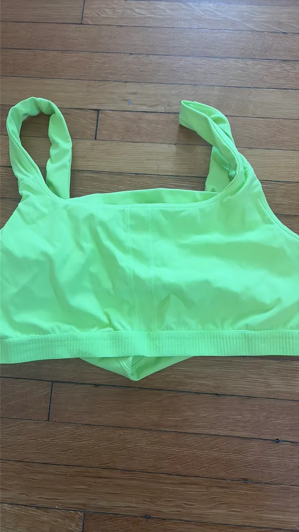 Neon yellow workout tank with built in bra - Image 3