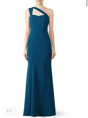 LM Collection One Shoulder Gown Blue Size 2 - Image 2