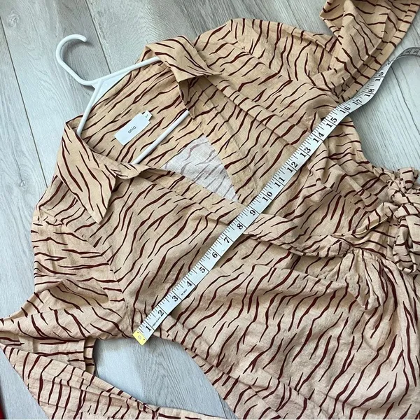 Onia Printed Dress cotton animal wrap shirt mini womens Orange small resortwear - Image 4