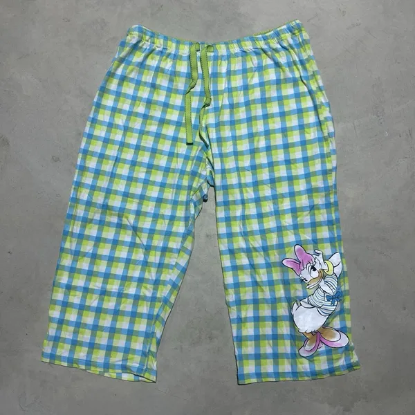 Blue Green Plaid Disney Youth SZ XL 16-18 Sleepwear Capri Pants Daisy Duck - Image 10