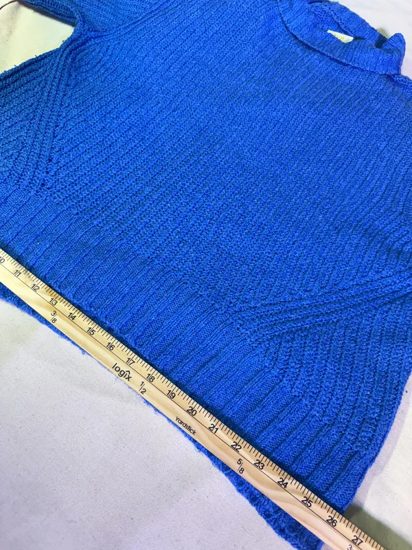 Maeve Anthropologie Chunky knit Blue Sweater Oversized Size M - Image 4