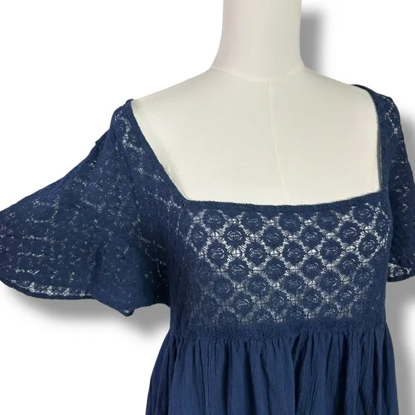 Free People Ethereal Bohemian Bring The Romance Maxi Dress Midnight Blue Small - Image 11