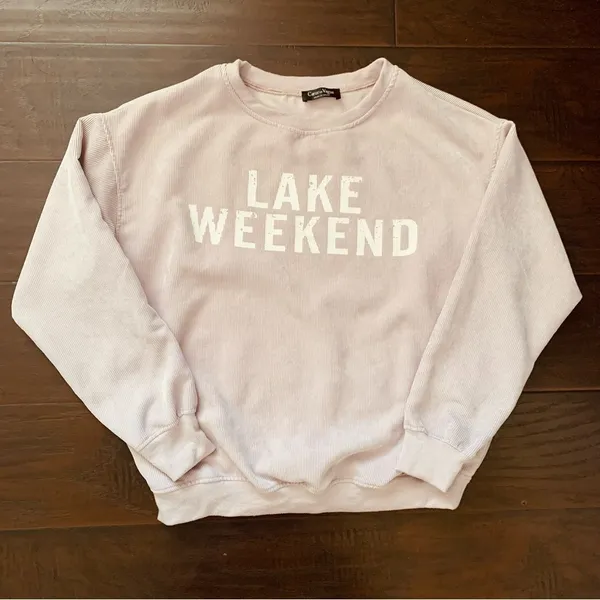 Coeur de Vague Boutique Euro-Inspired Lake Weekend Corduroy Sweatshirt | Size: M - Image 8