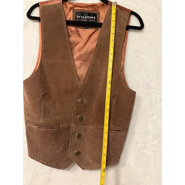 Wilsons Leather Suede Vest Womens Small Western Boho Button Front Cinch Back - Image 4
