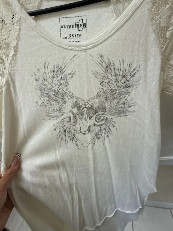 We The Free Free People Lace Ram Graphic High Low Tunic Top - Image 3