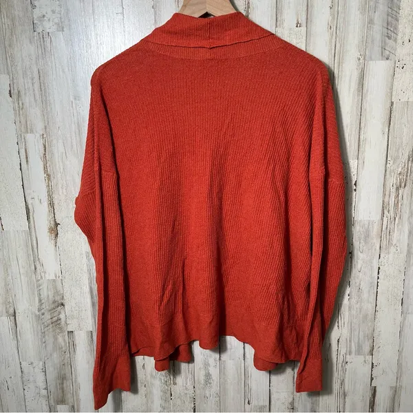 Eileen Fisher Burnt Orange Ribbed Open Cardigan Sweater Womens‎ Size Small - Image 4