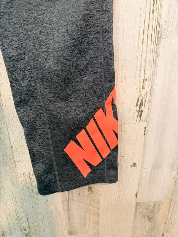 Nike Women Small Therma-Fit Sweatpants Dark Gray with Coral Logo - Image 3
