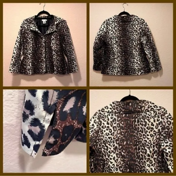 ‎NWOT. Beautiful and Classy Lull Medium Leopard blazer. Black - Image 2
