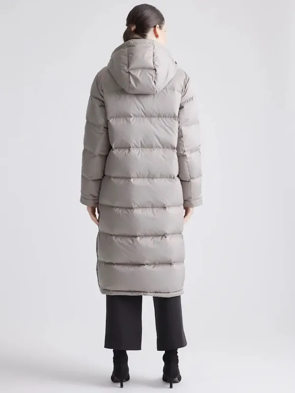 QUINCE Responsible Down Long Puffer Jacket Stone Taupe Color Sz Large - Image 4