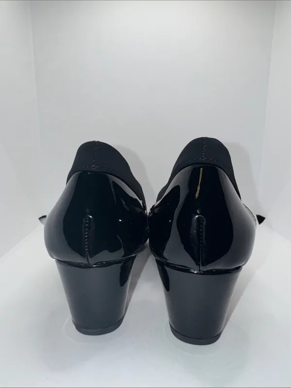 LifeStride MINA Wedge Heels Women’s 6 Vegan Patent & Matte Black - Image 6